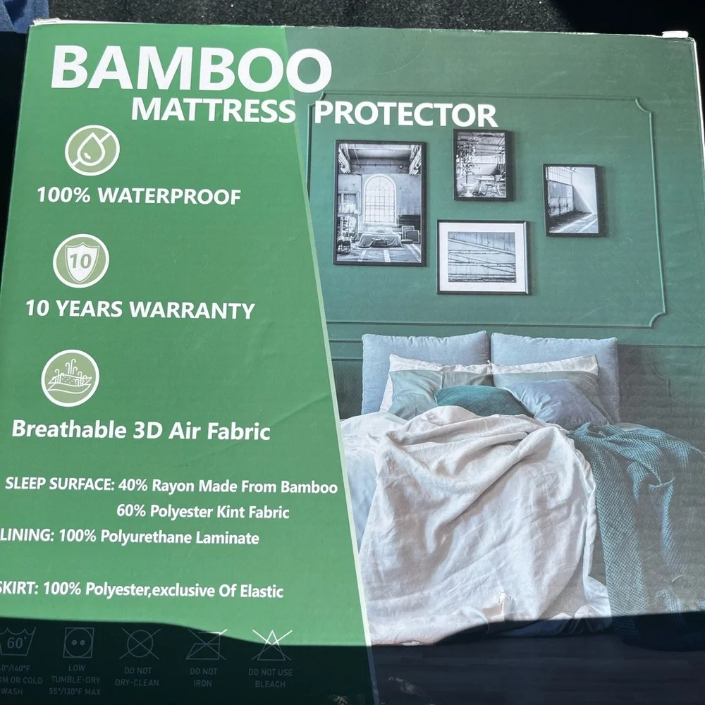 Bamboo Waterproof Mattress Protector - White size Queen